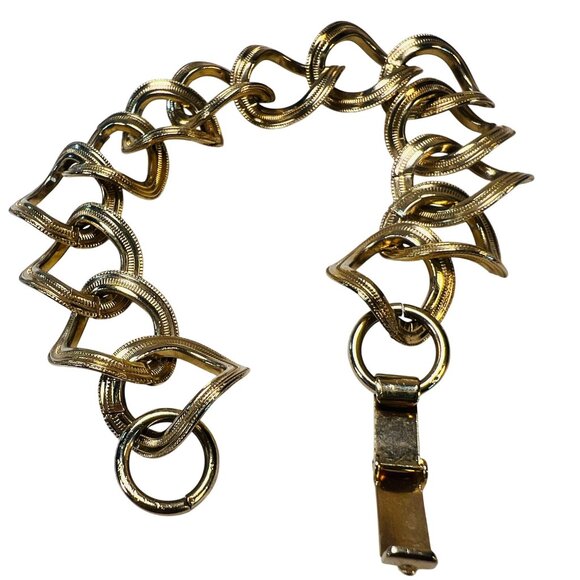 Vintage Gold-Tone Chain Link Bracelet With Fold Over Clasp 7 inches - Picture 1 of 4